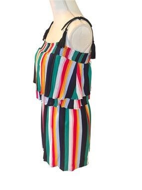 Jack by BB Dakota Multicolor Striped Mini Dress with Black Tassel Straps